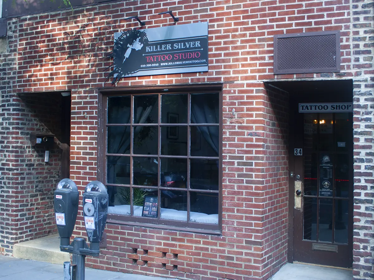 Killer Silver Tattoo Studio entrance at 34 Garth Rd, Scarsdale NY